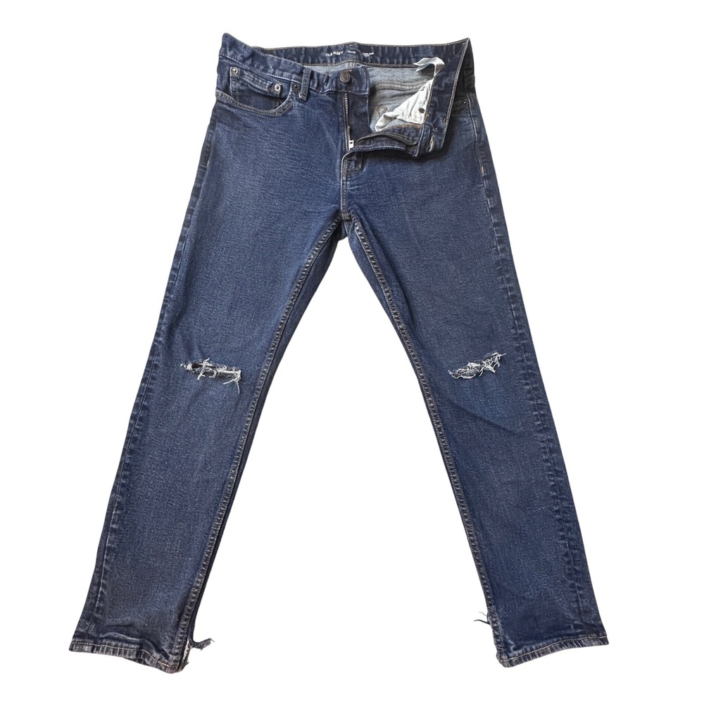 Old Navy Jeans Mens 33x30 (32x26) Blue Relaxed Slim Taper Built-In Flex Distress